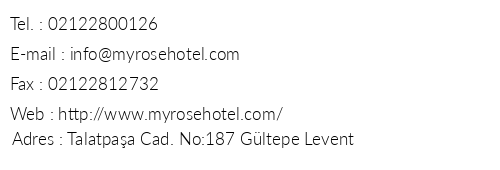 My Rose Hotel telefon numaralar, faks, e-mail, posta adresi ve iletiim bilgileri